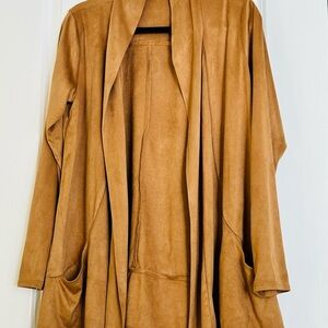 Olivia Grey Camel Cardigan Sweater with Shawl Collar Women Size Medium
